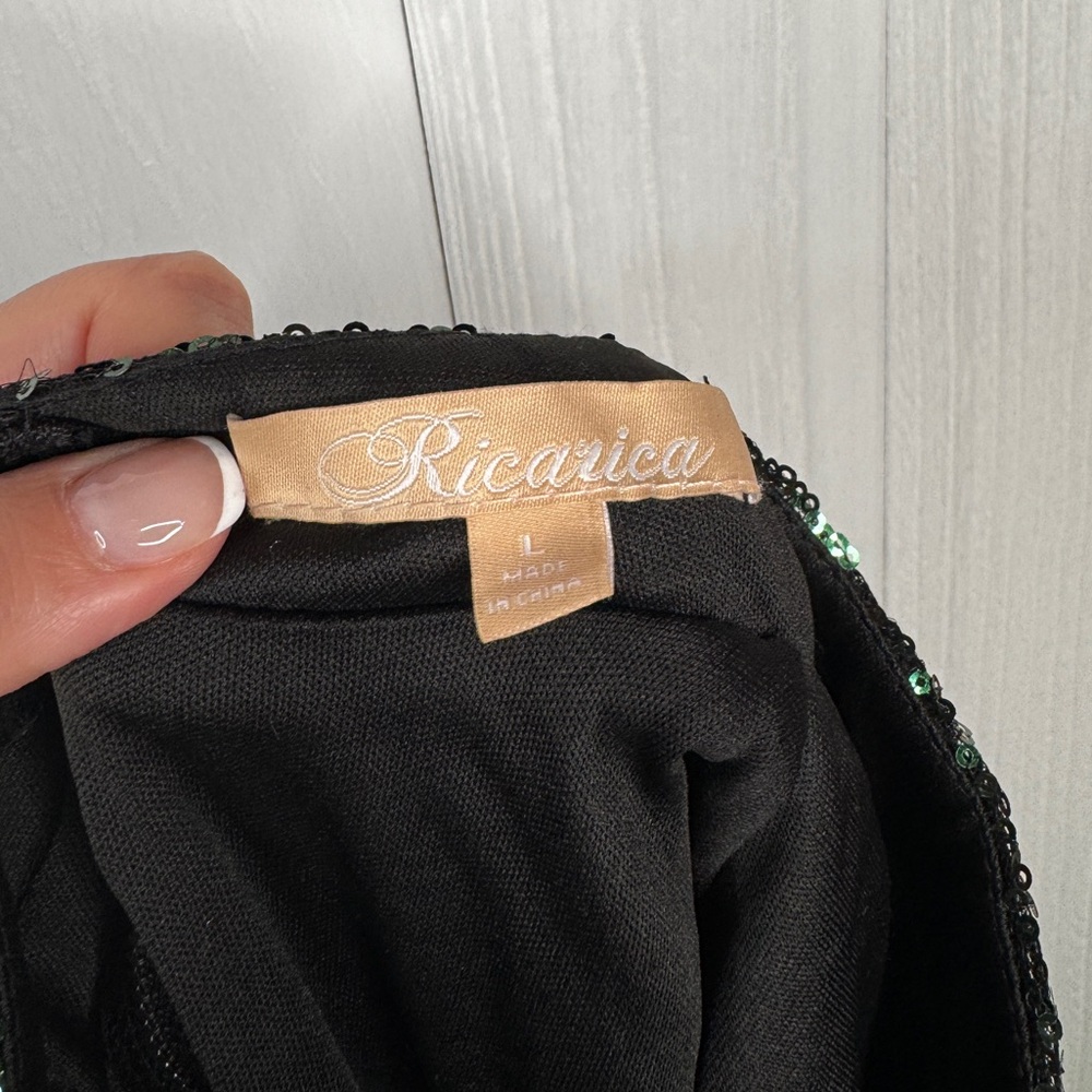 Sequin Green & Silver Long Sleeve Dress - Picture 8 of 8